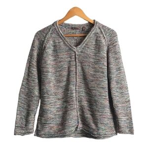 525 America Multi-Color Cotton Raglan Vneck Knit Sweater Long Sleeve Size S